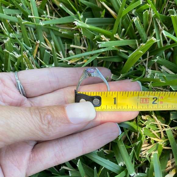 Vintage Silver Cathedral Solitaire Gemstone Ring - Picture 6 of 7